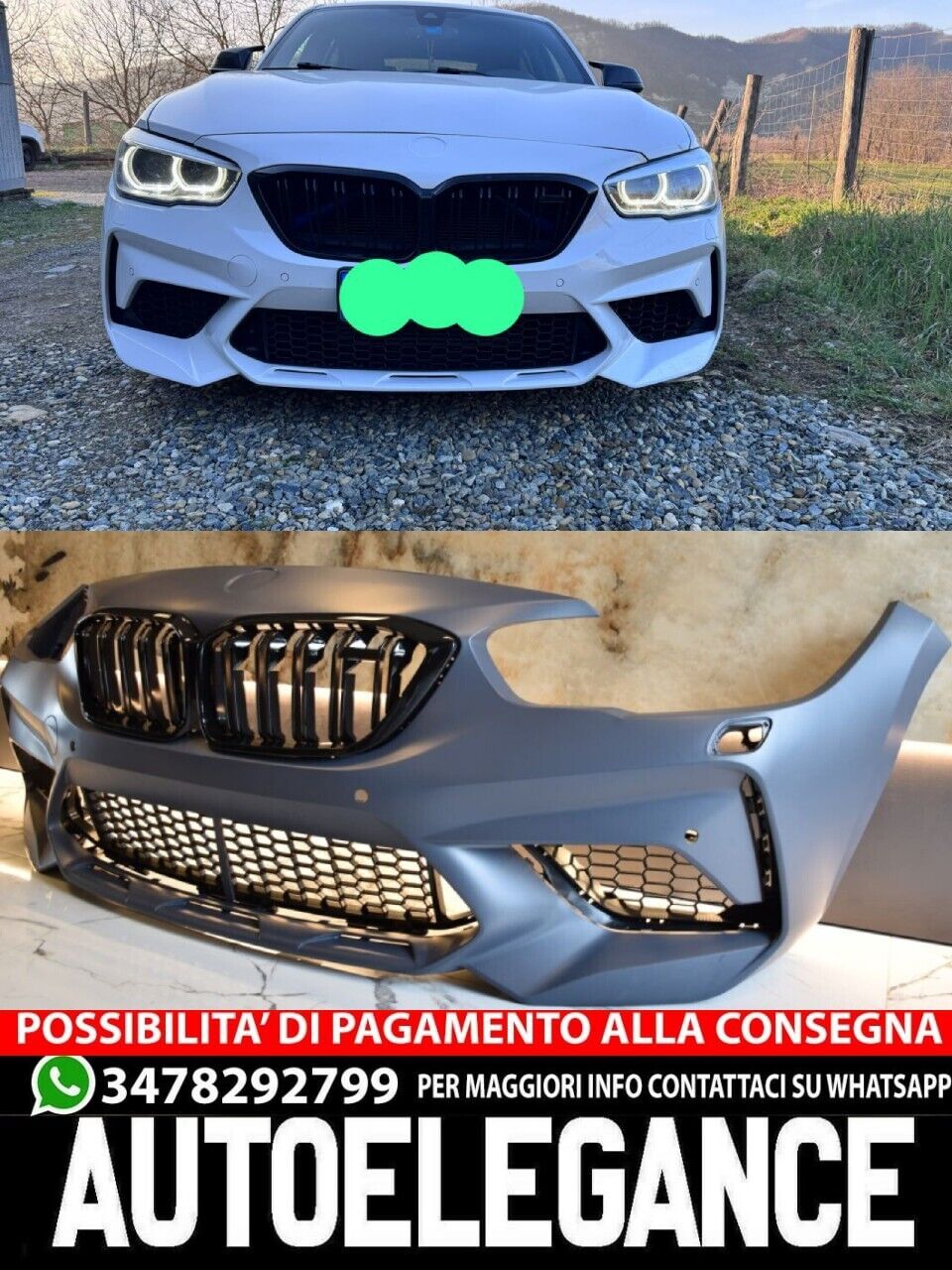 PARAURTI ANTERIORE ADATTO PER BMW SERIE 1 F20 F21 LCI 2015-2019 LOOK M2