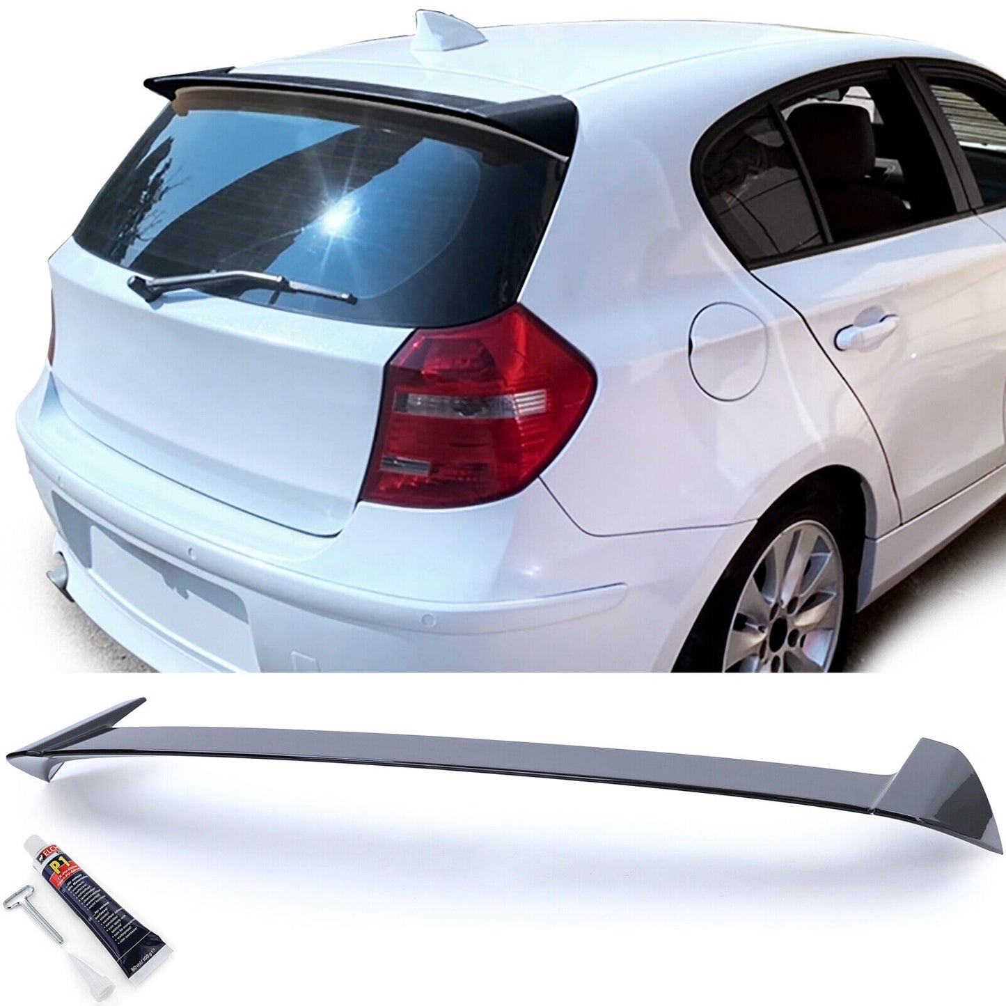 Spoiler sul tetto posteriore sport nero adatto per BMW Serie 1 E81 E87 04-12