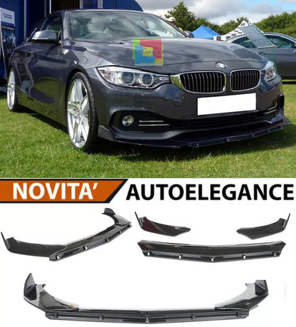 0037 BMW SERIE 4 F32 F33 F36 SPLITTER PARAURTI ANTERIORE NERO LUCIDO LOOK RS - 3P