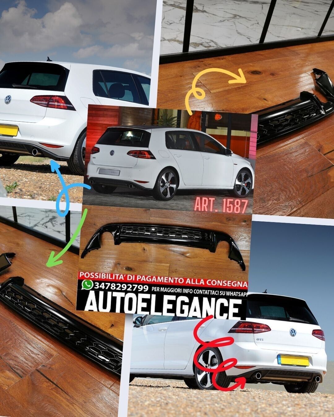 ART. 1587 DIFFUSORE GOLF 7 2012-2016 LOOK GTI NERO LUCIDO