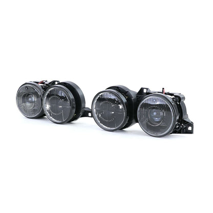 Pair of H1 black headlights suitable for BMW 3 Series E30 87-93 
