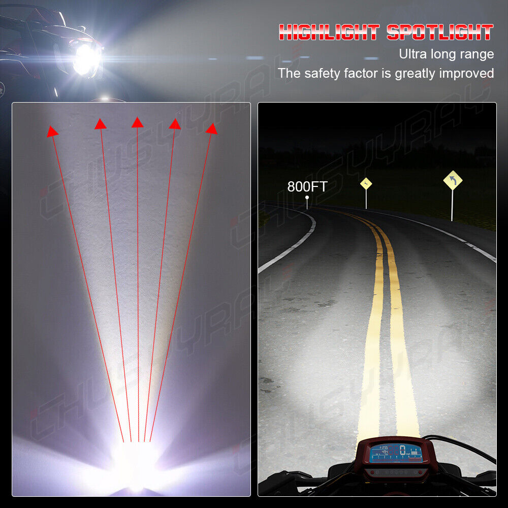 For Yamaha YFZ450 YFZ 450 YFZ450R LED 2004-2019 2020 2021 White Headlight Bulb 