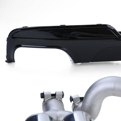 Diffusore posteriore lucido + conversione terminale di scarico duplex adatto per BMW F10 F11 520 525 528 530