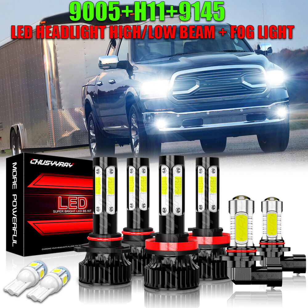 For Ram 1500 2013 2014 2015 LED Headlight Combo Hi/LO BEAM+ Fog Light 6x 