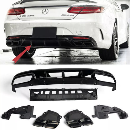 ✨Diffusore+ Terminali Di Scarico (NERO) Adatto Per Mercedes S-KL. C217.✨