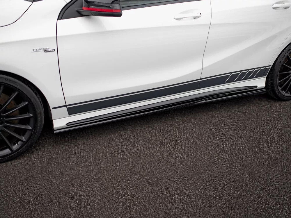 🔥SOTTO MINIGONNE Laterali in ABS Nero Lucido per Mercedes A45 AMG W176 🔥