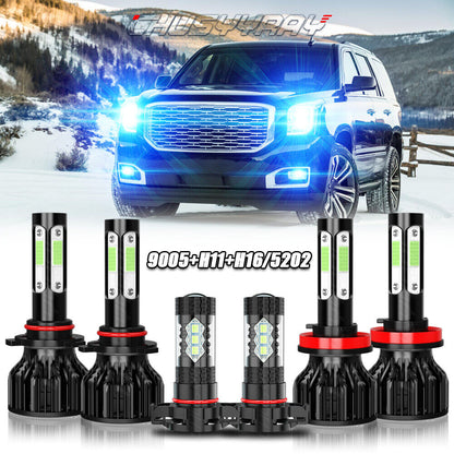 For GMC Yukon XL 2015-2018 2019 6pc LED Headlights and Fog Lights Combo Kit 