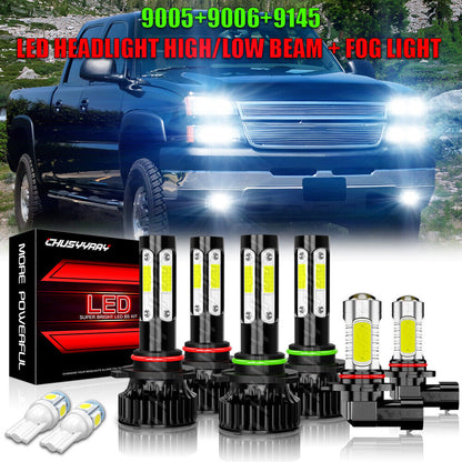 6x Faro a led Hi/Lo+Fendinebbia Fit 2003-2006 Chevy Silverado 1500 2500 3500 HD