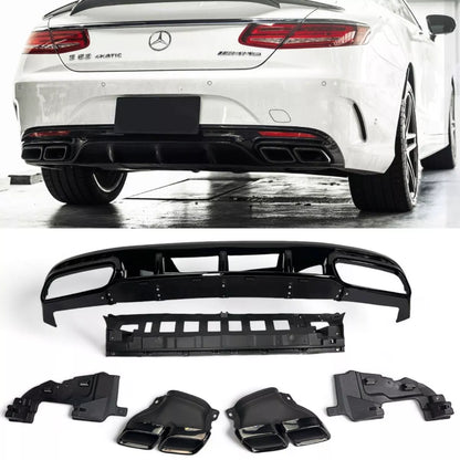 ✨Diffusore+ Terminali Di Scarico (NERO) Adatto Per Mercedes S-KL. C217.✨