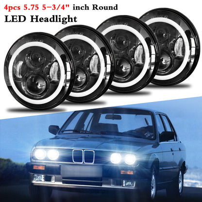 4PCS 5.75" 5-3/4" Round LED Headlights DRL Projector Beam for BMW Base1969-1988
