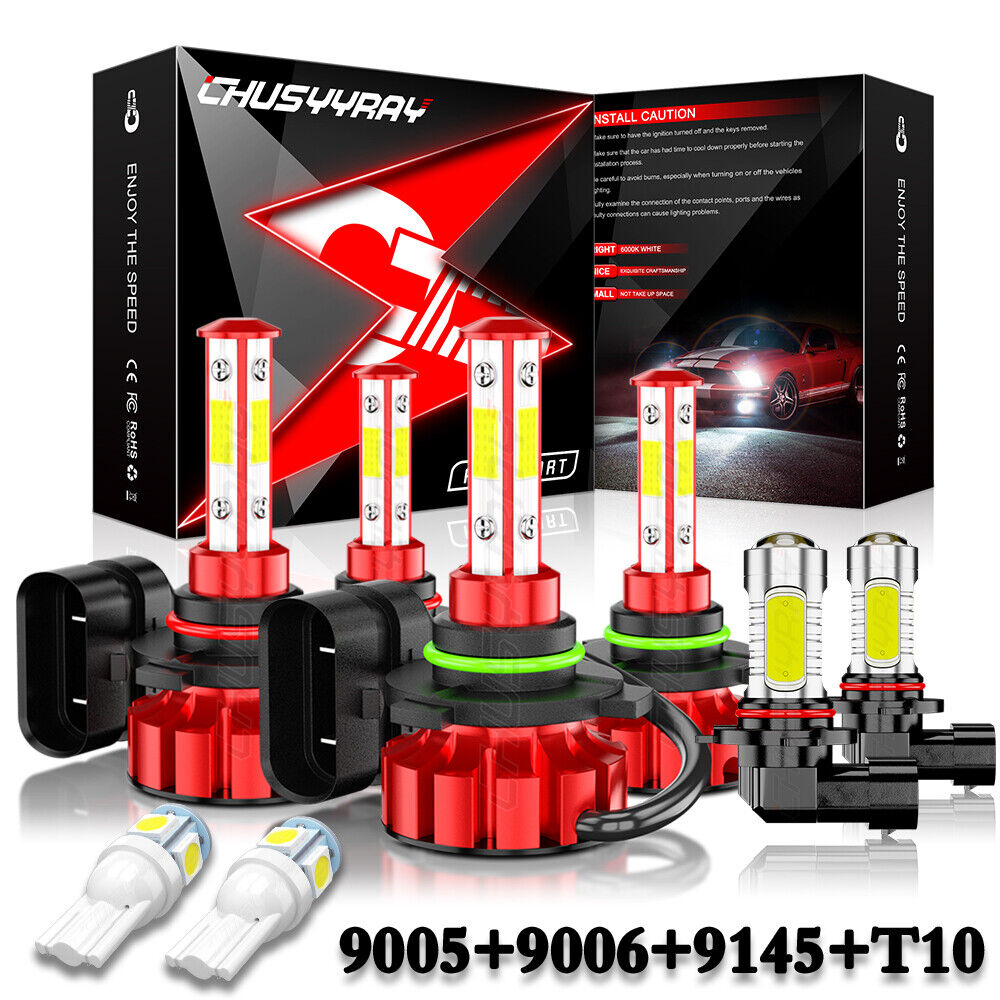 For Acura MDX 2004 2005 2006 - 6PC LED Headlights + Fog Light Bulbs Kit 