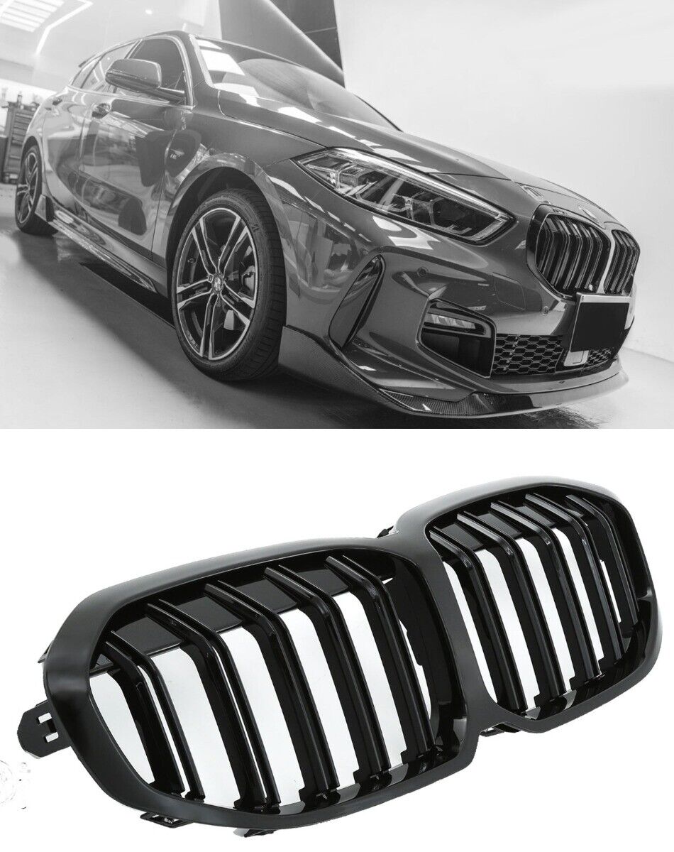 SUITABLE FOR BMW 1 SERIES F40 F41 RADIATOR GRILLE DOUBLE STRIPE GLOSS BLACK 