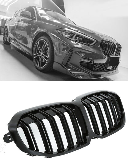 SUITABLE FOR BMW 1 SERIES F40 F41 RADIATOR GRILLE DOUBLE STRIPE GLOSS BLACK 
