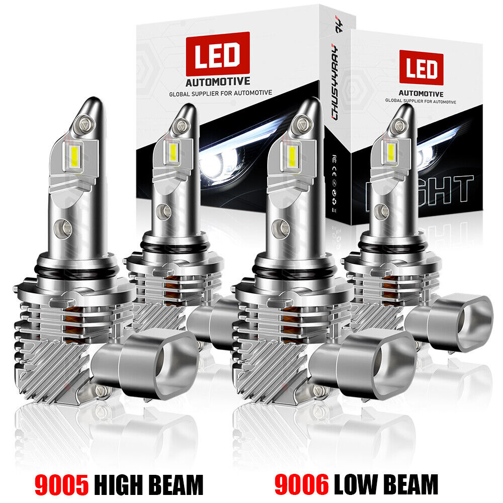 4x 9005 + 9006 LED Headlight Combo Conversion Kit 6000K High Beam Bulbs 