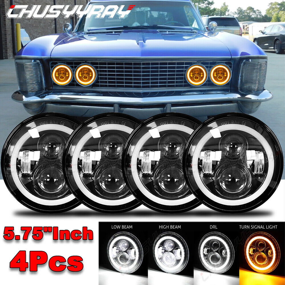 4PCS 5 3/4 "5,75pollici Fari A LED Rotondi Hi/Lo Beam Per Buick Riviera1963-1974