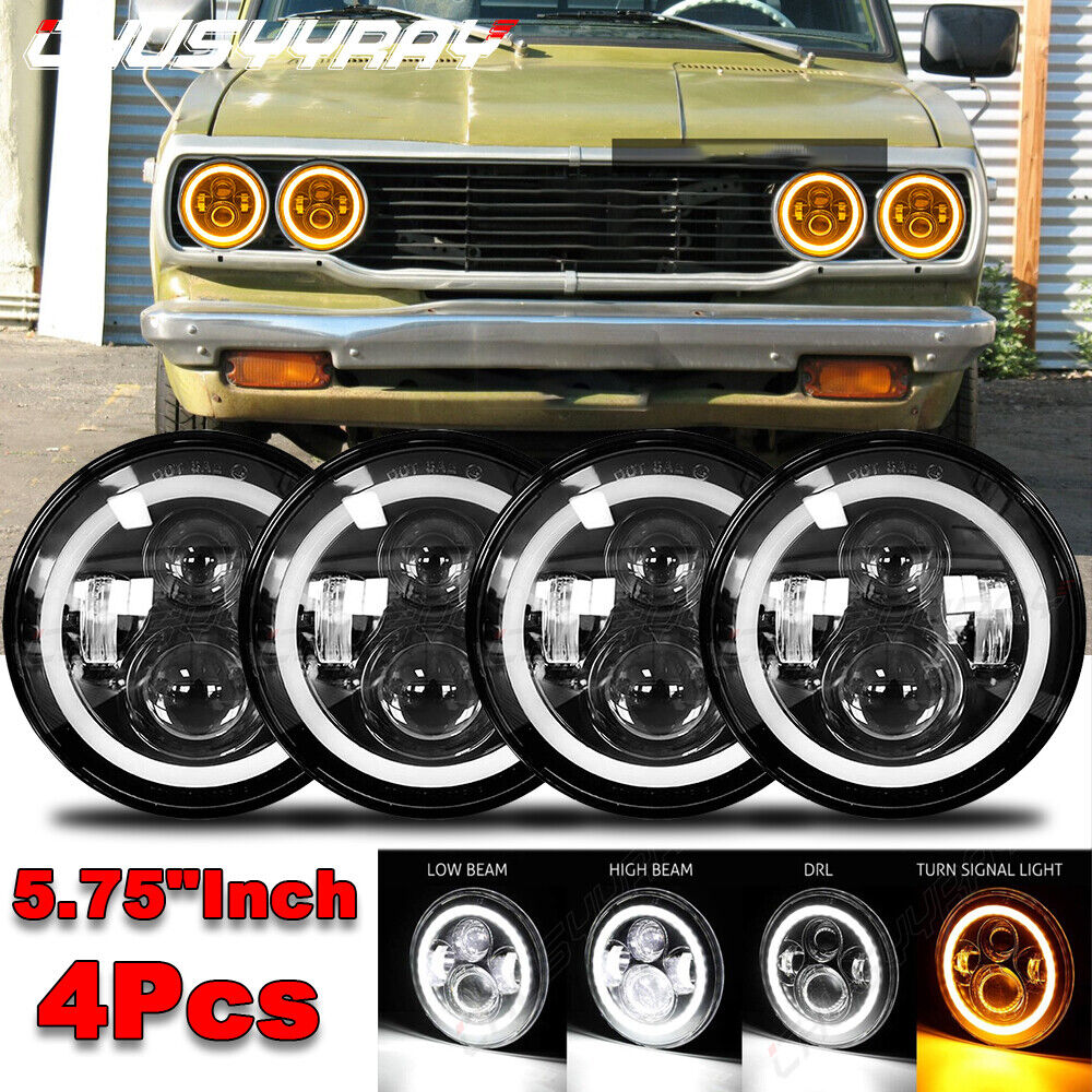 4PCS 5-3/4" 5.75" inch LED Projector Headlight DRL For Toyota Pickup 1975- 1978