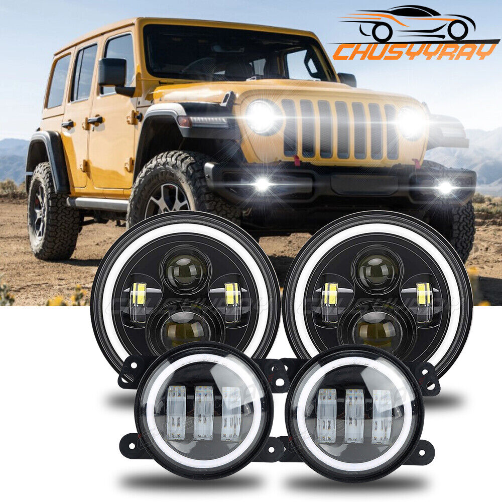 7" LED Headlights Fog Lamp Turn Signal Light For 2003-2007 Jeep Liberty