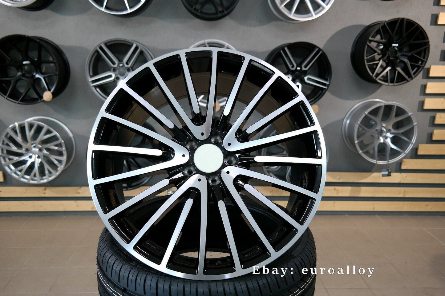 Nuovo 22 inch 5x112 Stile AMG Multi Raggi Nero Ruote per Mercedes E S Classe