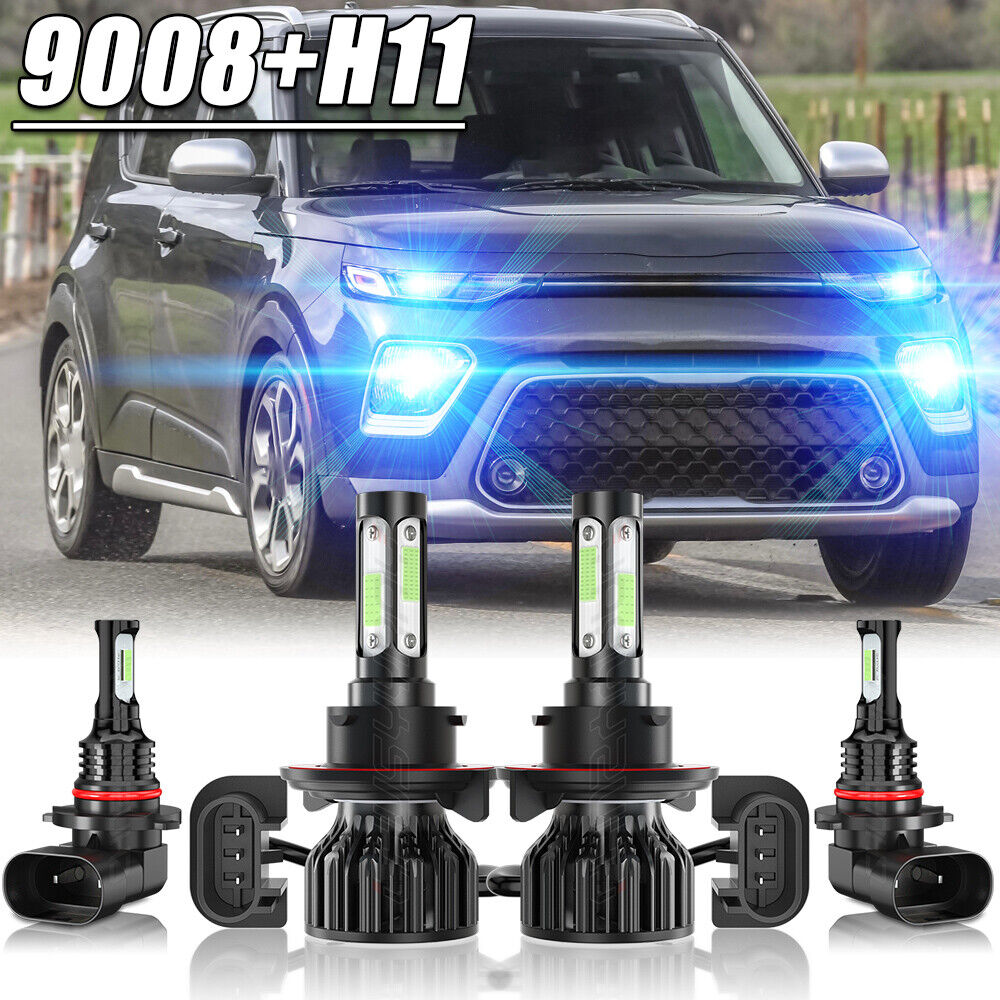 For Kia Soul 2014-2019 2020 LED Headlight Kit H13 Low Beam + H11 Fog Lights 