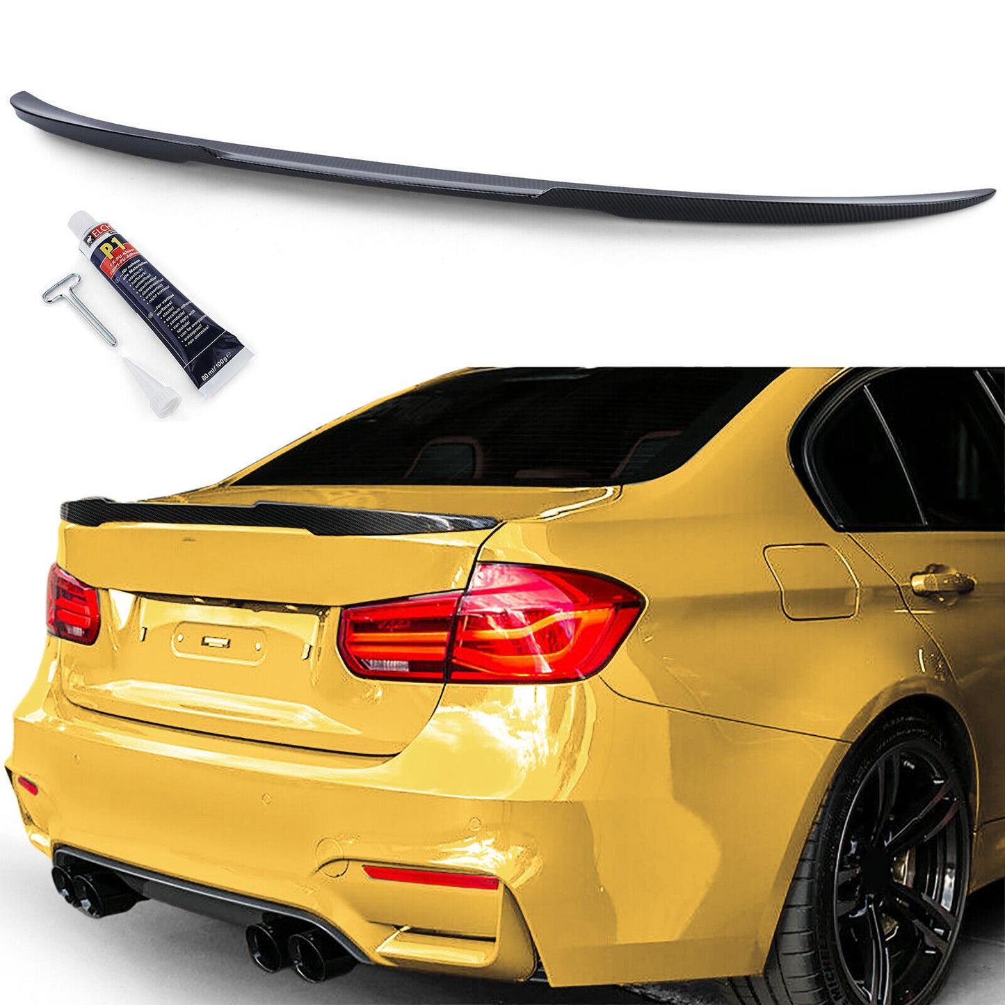 Spoiler posteriore Sport Carbon Look adatto per BMW Serie 3 Berlina F30 F80 M3 11-19