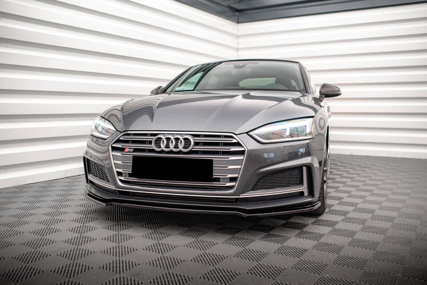 FRONT BUMPER SPLITTER FOR AUDI A5 F5 2016-2018 S7 SLINE GLOSS BLACK ABS 