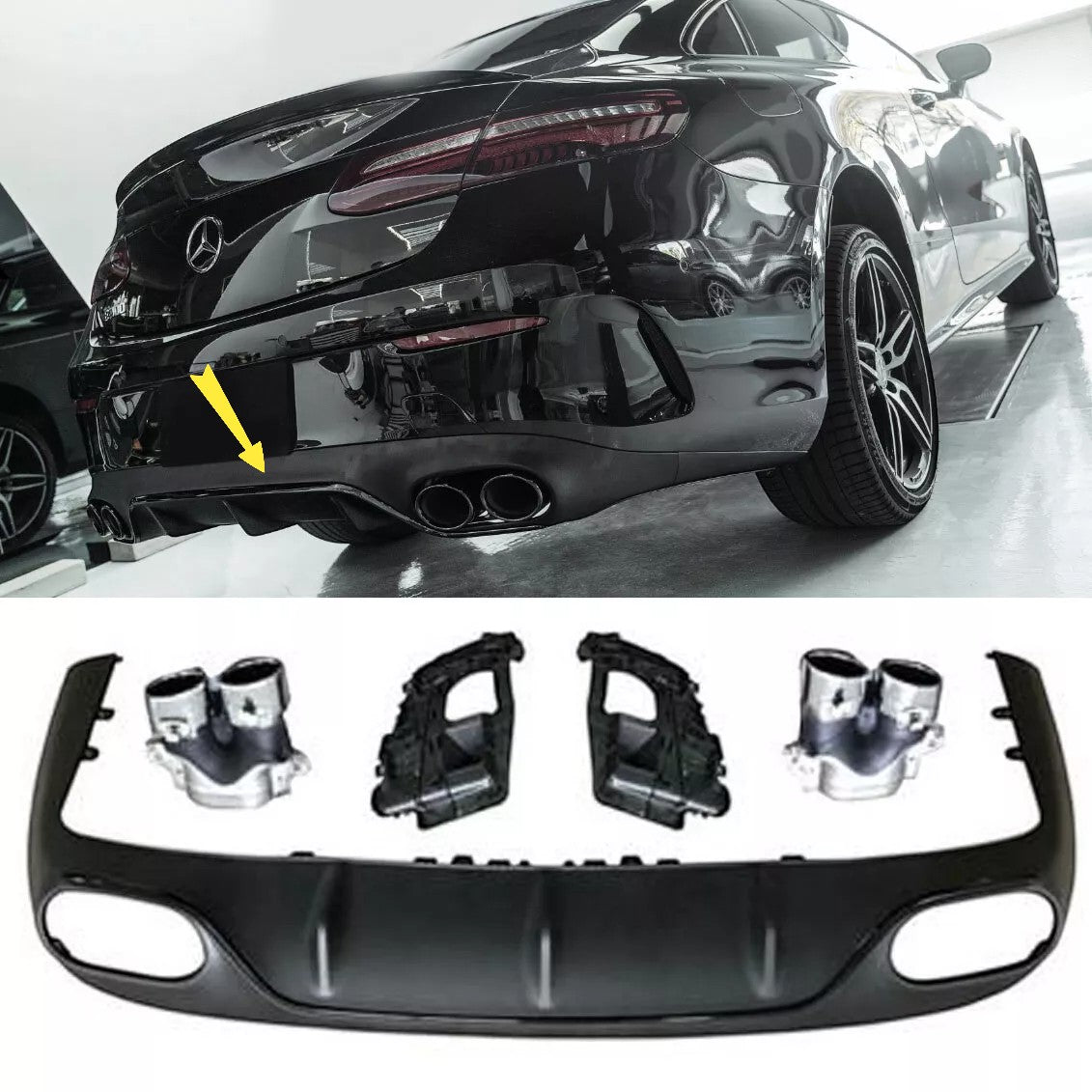 Diffusore + Mascherine scarico (CROMATE) Adatto per Mercedes C238 A238 2016-2020