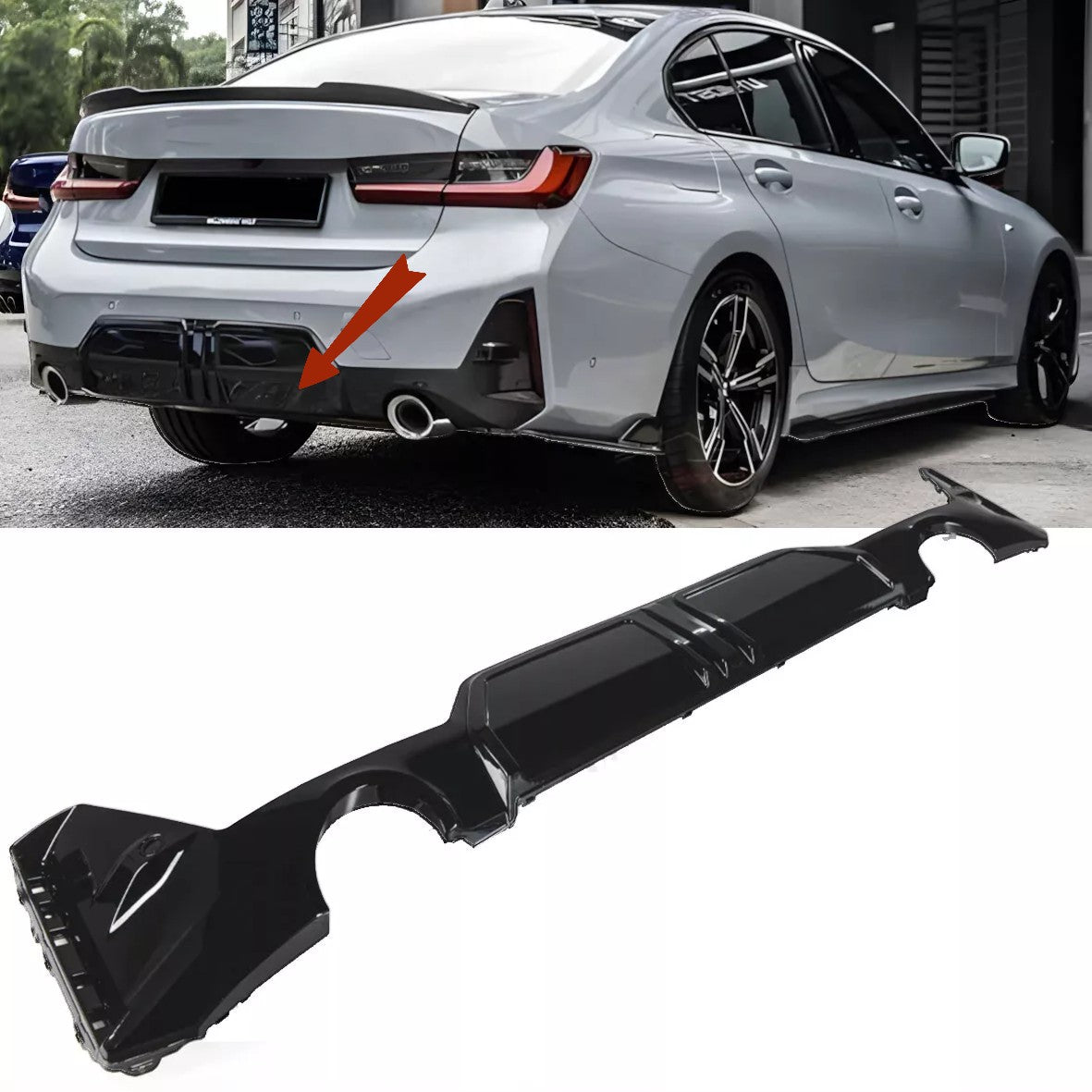 DIFFUSORE NERO LUCIDO ADATTO PER BMW SERIE 3 G20 / G21