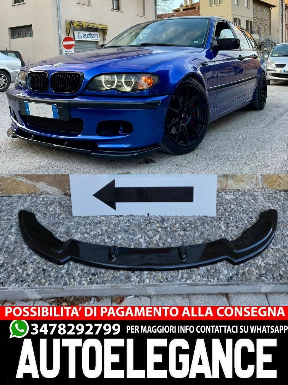 BMW Serie 3 E46 Mtech Msport Lama Sotto Paraurti ABS Nero Lucido Separatore .v