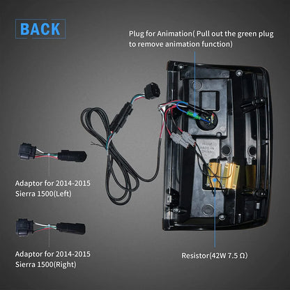 Luci posteriori a LED per GMC Sierra 1500 2500 3500 HD 2014-2018 con coppia di avviamento