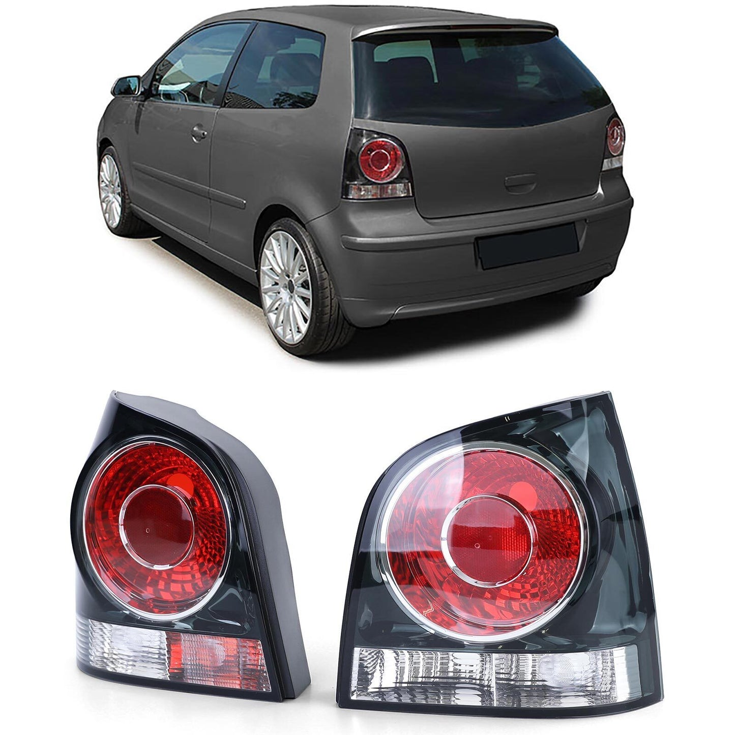Fanali posteriori neri aftermarket compatibile con VW Polo 9N3 05-09