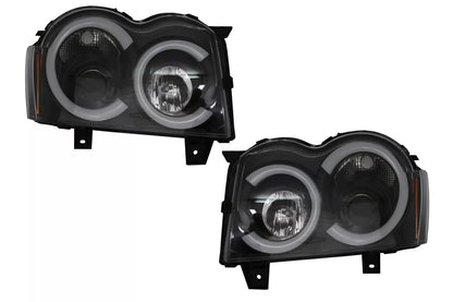 ⭐Fari Angel Eyes LED per Jeep Grand Cherokee WK 05-08 Nero⭐