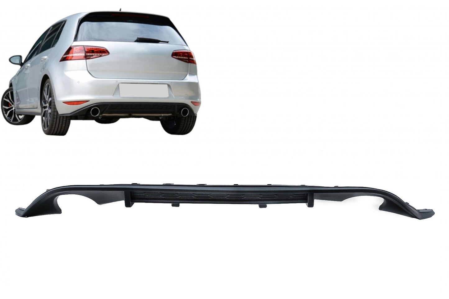 Twin Diffuser Single Exhaust Tips For VW Golf 7 13-16 GTI Look 