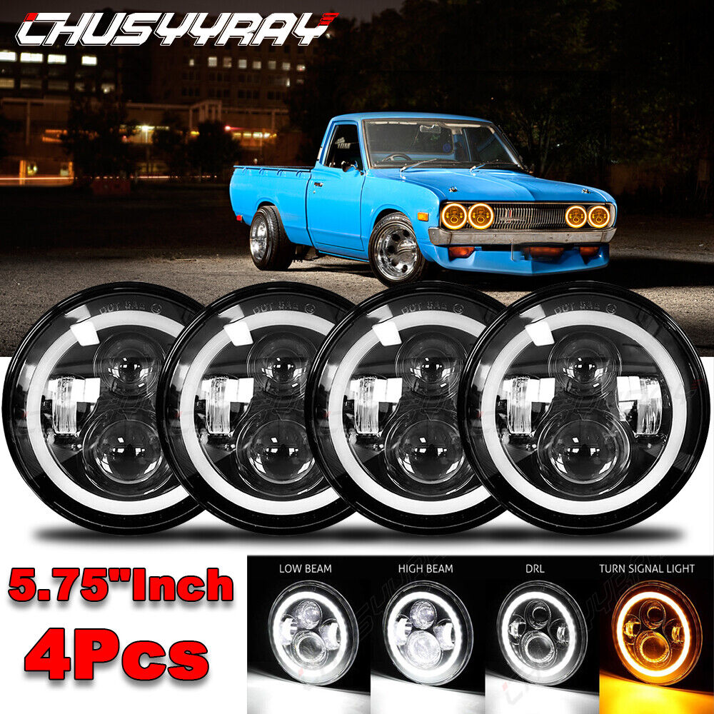 4PC 5 3/4 "5.75 POLLICI Fari A LED Rotondi HI/LO Fascio per Datsun 620 Pickup 72