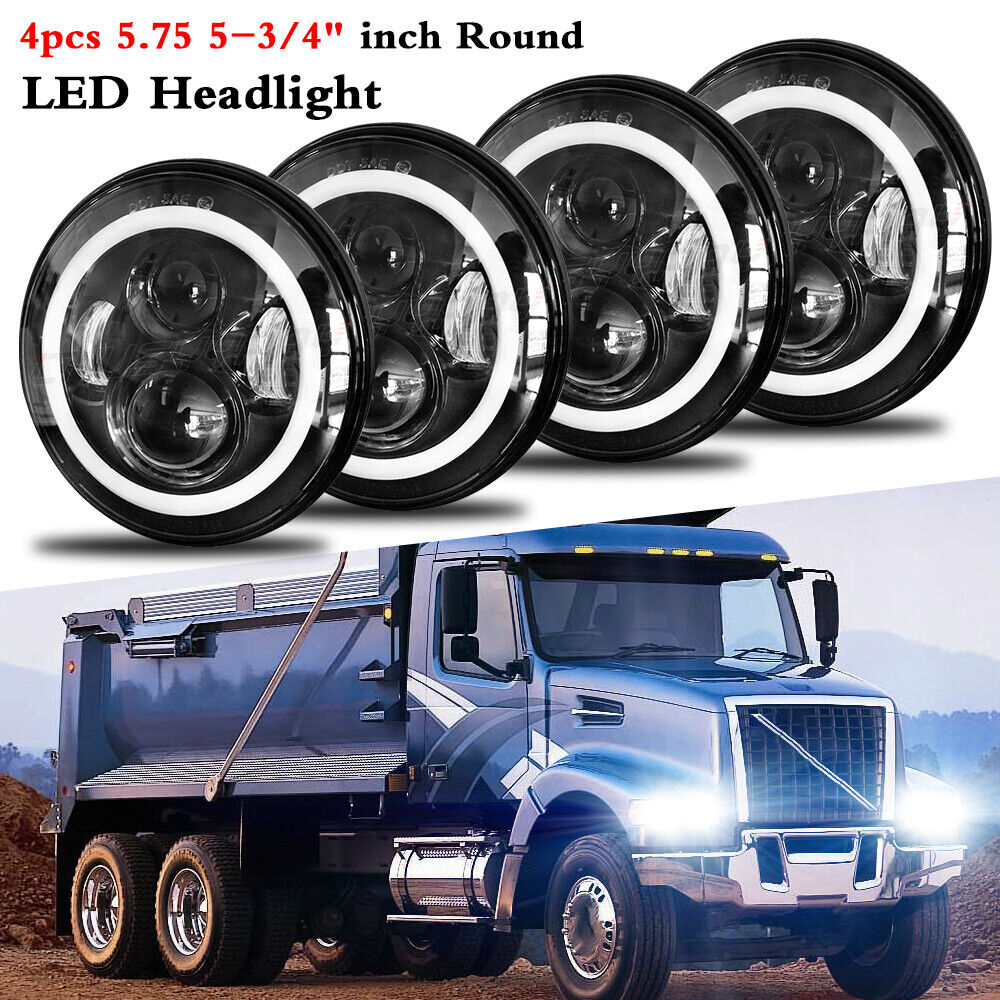 For Volvo VHD 2001-2019 4x 5-3/4" 5.75 inch LED Projector Headlight Kit 