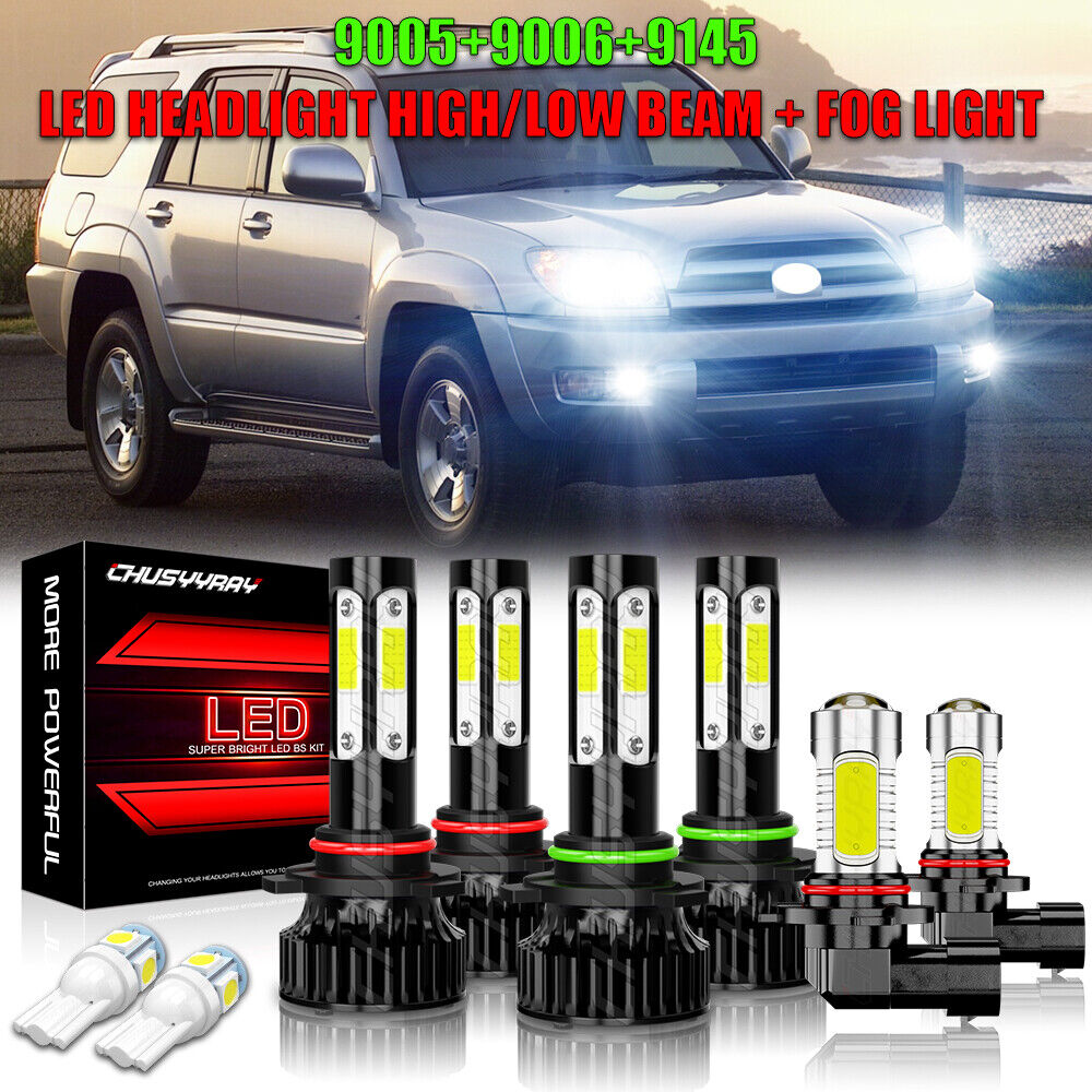 Fits Toyota 4Runner 2003 2004 2005 LED Headlight High/Low Beam+Bulb 