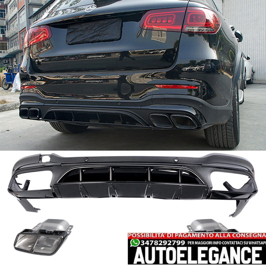Diffusore posteriore Endrohr für Mercedes Glc X253 Nero 63 AMG Look Night Package