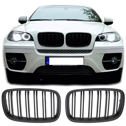 😍GRIGLIA RADIATORE SPORTIVA ADATTA PER BMW X5 X6 E70-E71 DOPPIA BARRA NERA😍