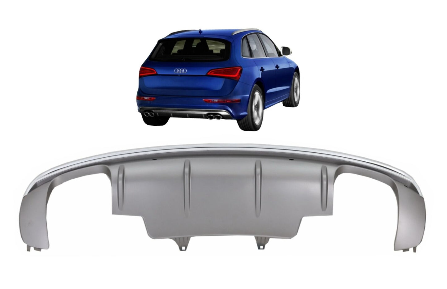 Diffusore Spoiler Paraurti Doppia Uscita per Audi Q5 8R Facelift 09-16 S-Line