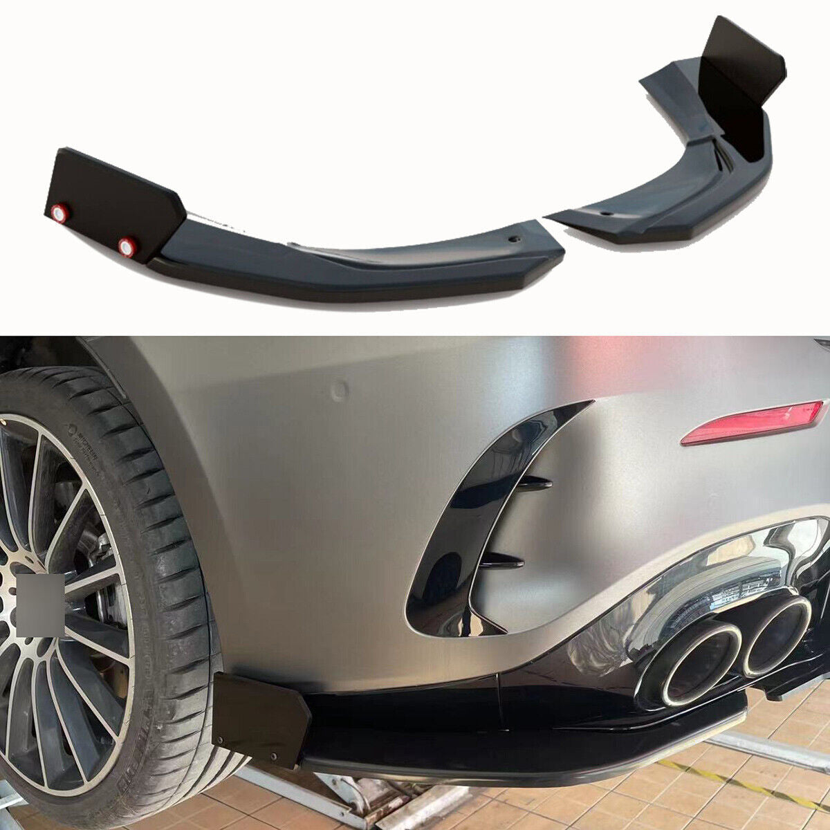 Rear Diffuser Corner Spoiler Fit For Mercedes W177 A45 S Black 