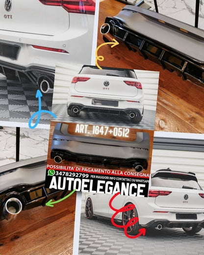 PARAURTI POSTERIORE ADATTO PER VW GOLF 8 2020+ LOOK GOLF 8 GTI DESIGN SPORTIVO