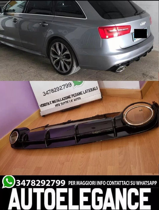 LOOK RS6 DIFFUSER FOR AUDI A6 4G C7 2011-2014 FRONT WITH STEEL TIPPER 