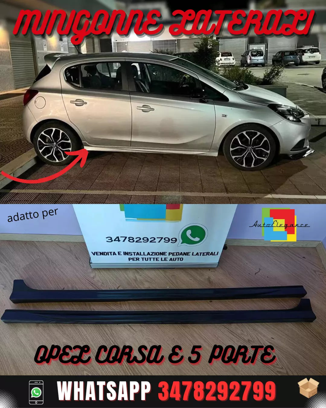0256 OPEL CORSA E 5 PORTE SPOILER SOTTO PORTIERE OPC MINIGONNE LATERALI 0256
