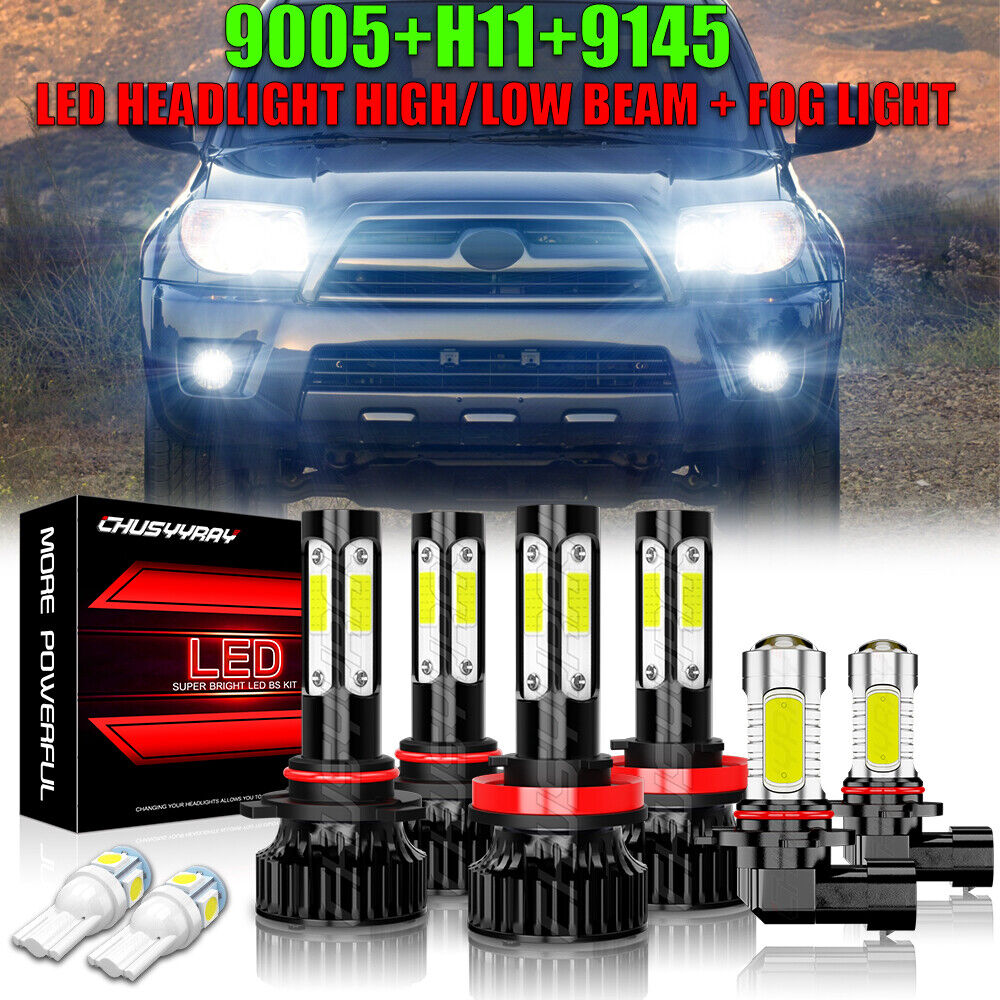 Para For Toyota Solara 2004 2005 2006 6000k LED Headlights + Fog Bombillas KIT