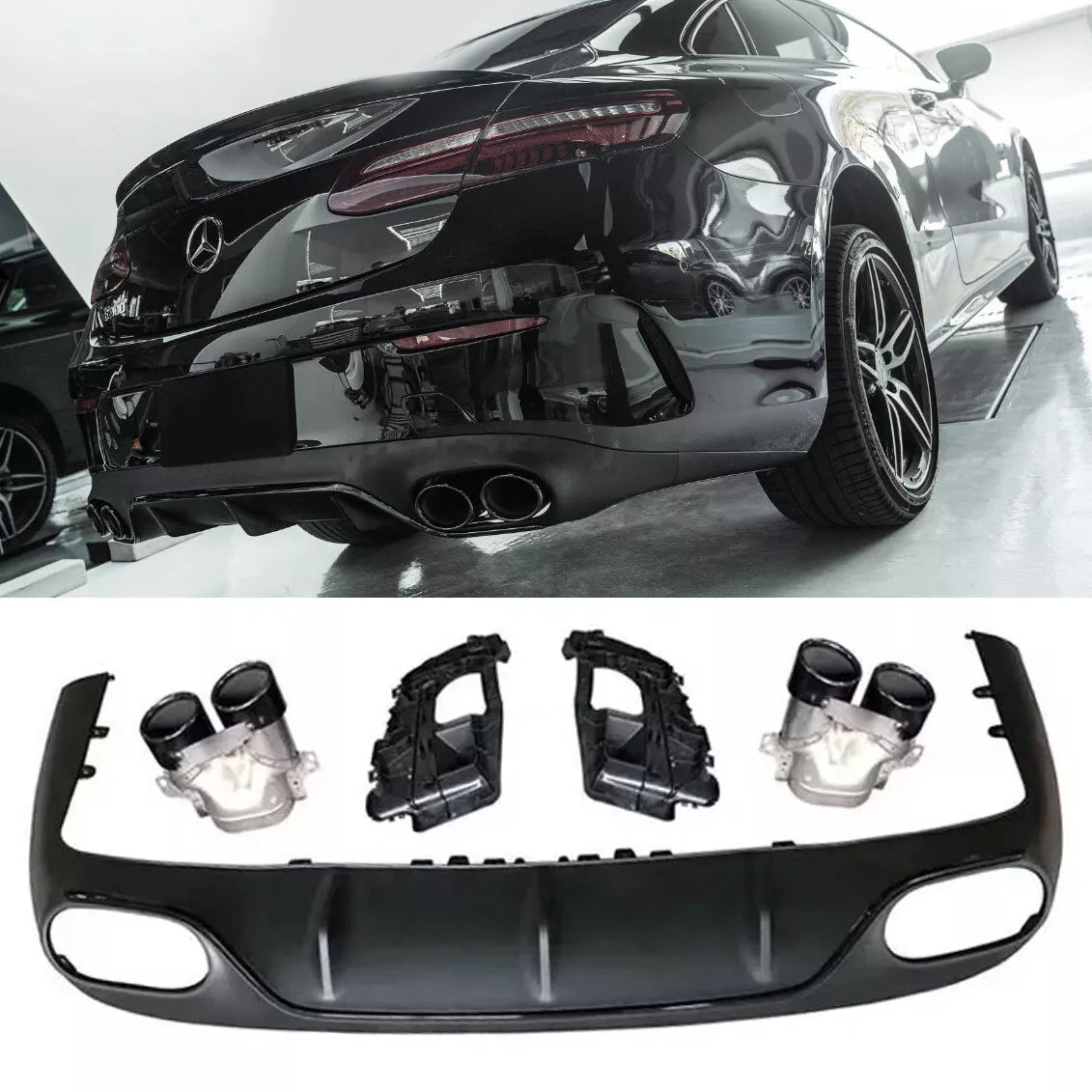 Diffusore + Mascherine scarico (NERO)Adatto per Mercedes C238 A238 2016-2020