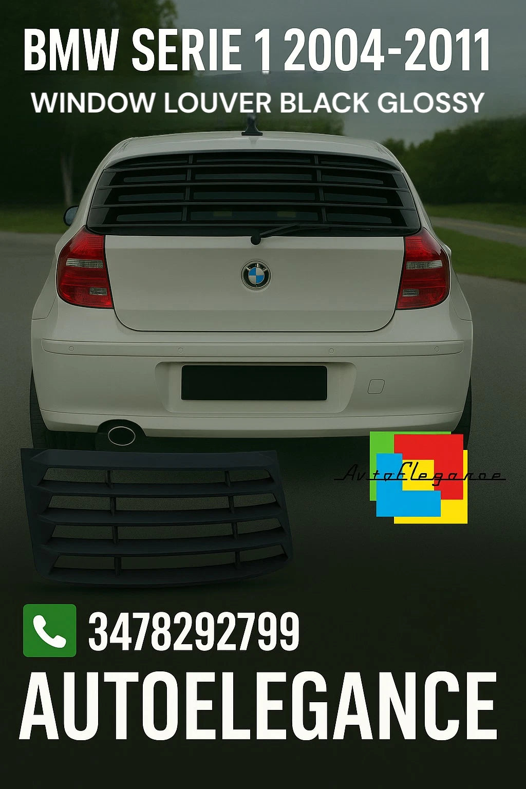 😎WINDOW LOUVER ADATTO PER BMW SERIE 1 E87 E81 NERO LUCIDO😎