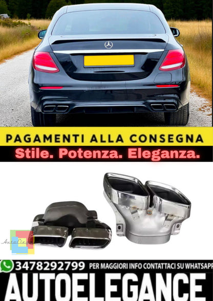 💫Terminali di Scarico Cromati Look E63 AMG per Mercedes Classe E (W213) 💫