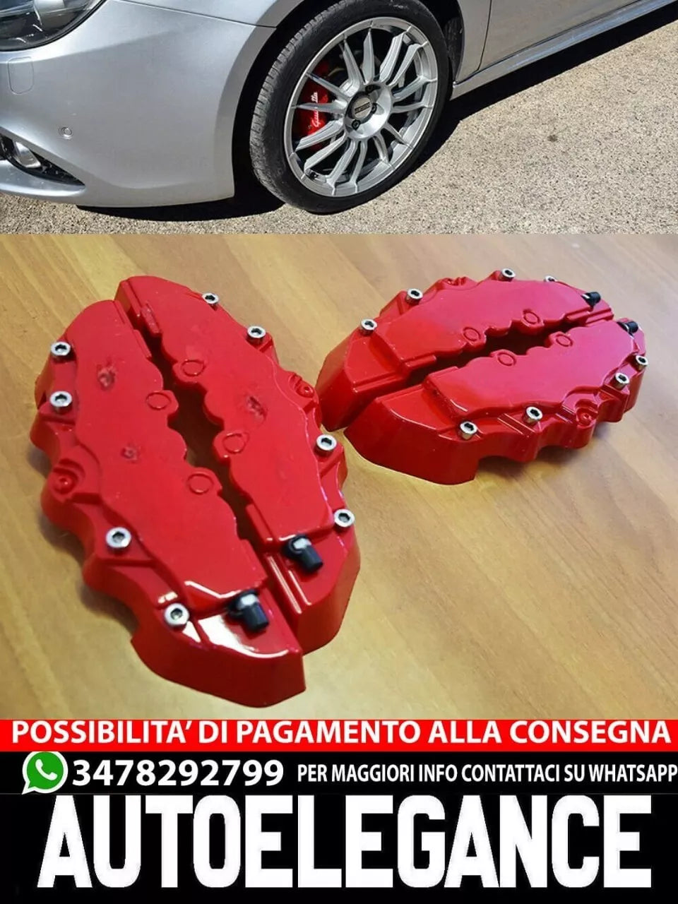 0897 SET 4X COVER COPRI PINZE FRENI ROSSO ADATTI PER ALFA ROMEO GIULIETA