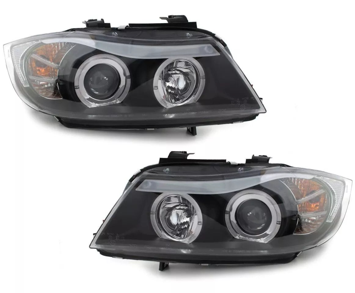 FANALE LED ANGEL EYES per BMW Serie 3 E90 E91 05-08 NERO LIMOUSINE TOURING