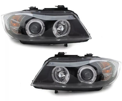 FANALE LED ANGEL EYES per BMW Serie 3 E90 E91 05-08 NERO LIMOUSINE TOURING
