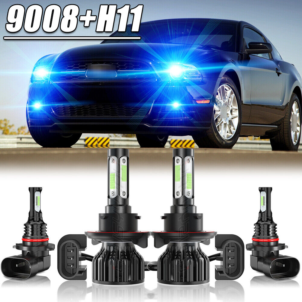 For Ford Mustang V6 2005-2011 2012 LED Combo Headlight Fog Light Bulb Kit 8000K 